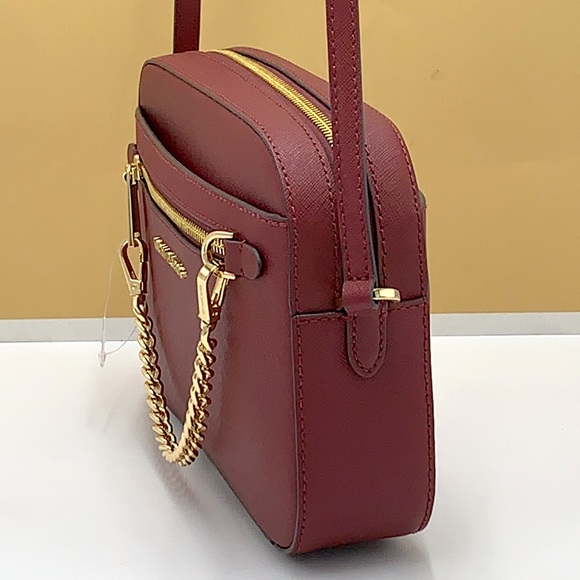 MICHAEL KORS 
Large East West  Saffiano Leather Crossbody Bag DARK CHERRY🍒COLOR - Picture 14 of 16